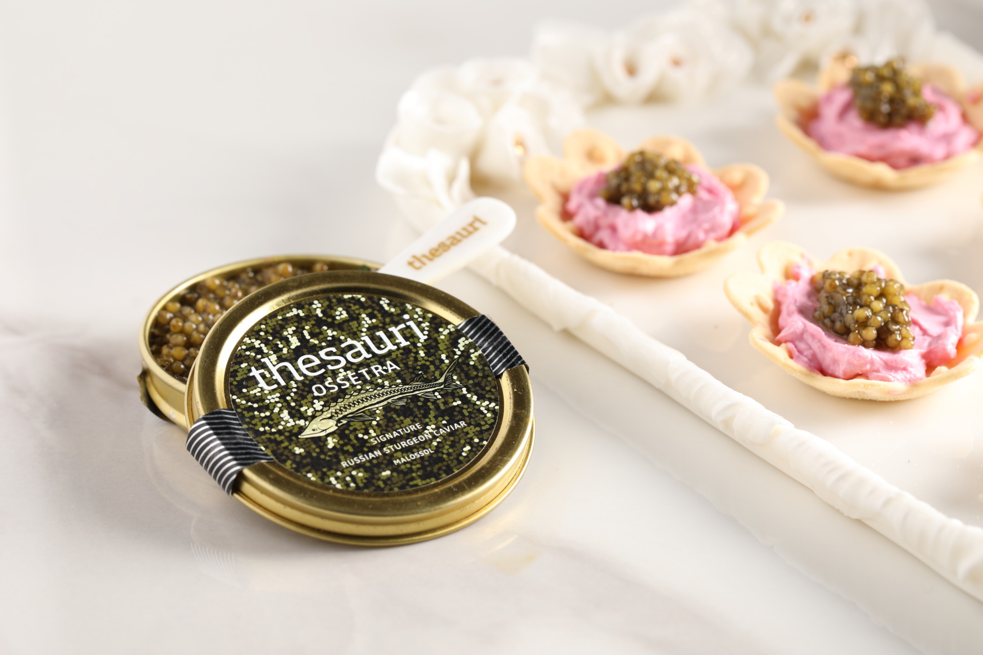 Beetroot cream and caviar tartelettes Thesauri Caviar